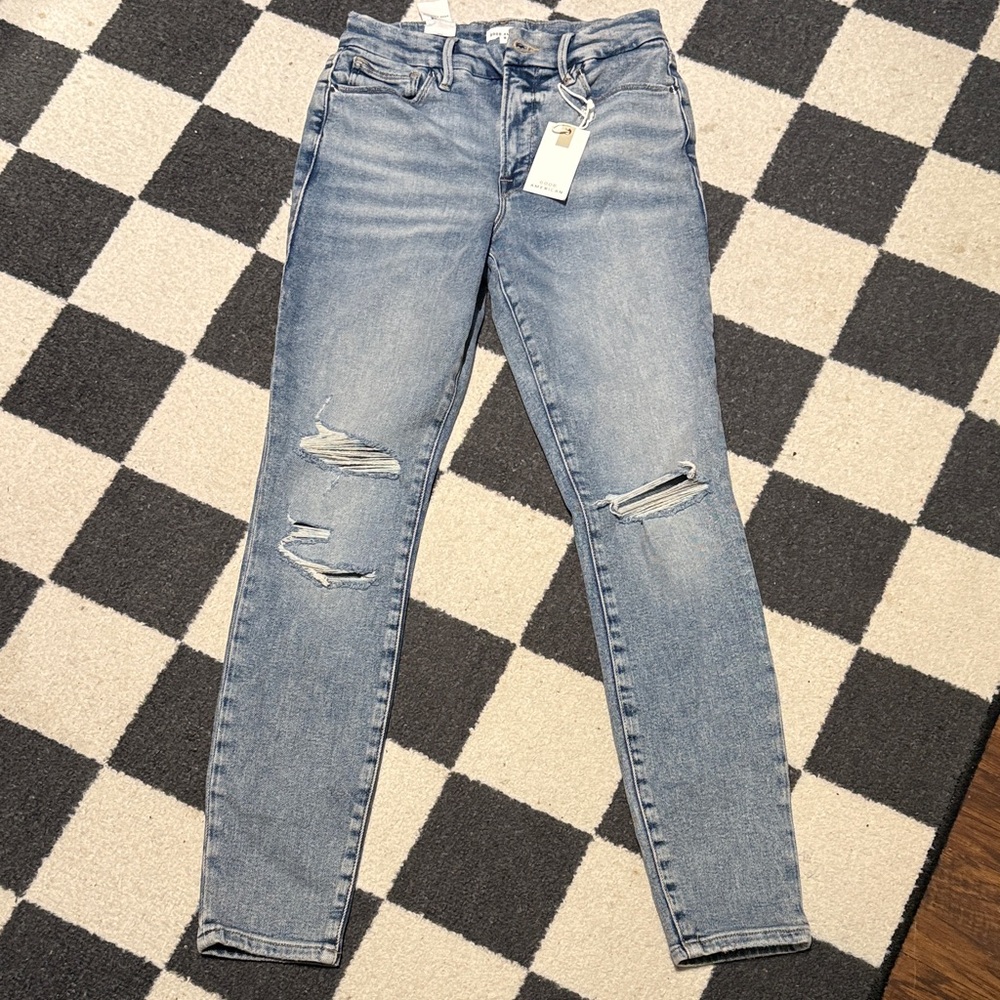 #192. Good American Light Blue Ripped Skinny Jeans